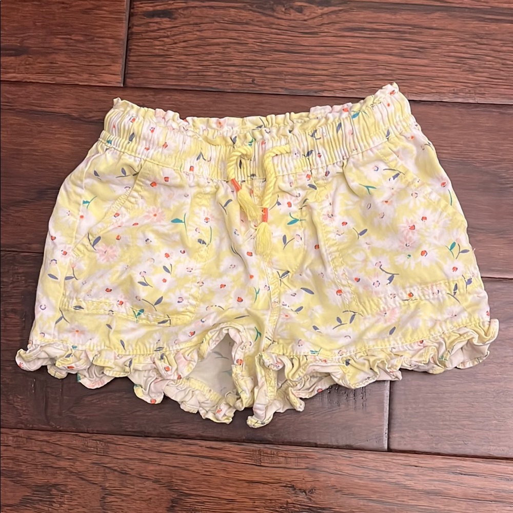 Floral Yellow Girls Shorts